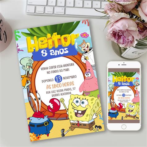 Convite Digital Bob Esponja Elo Produtos Especiais