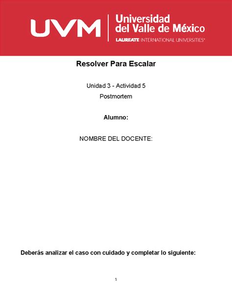 Act Postmortem Resolver Para Escalar Unidad Actividad