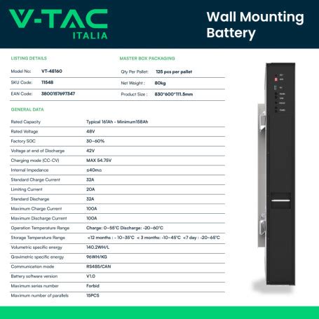 Batteria Di Accumulo Da Kwh Al Litio Ferro Fosfato Lifepo Bms