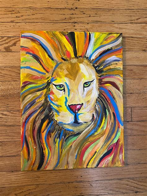 Powerful Lion Acrylic Painting Original & Handmade lion Face - Etsy