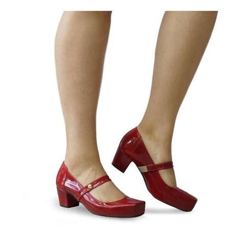 Sapato Vermelho Feminino Confortável - Sapato Social Salto Baixo Grosso Feminino Confortavel 4011 Vermelho 38 ...