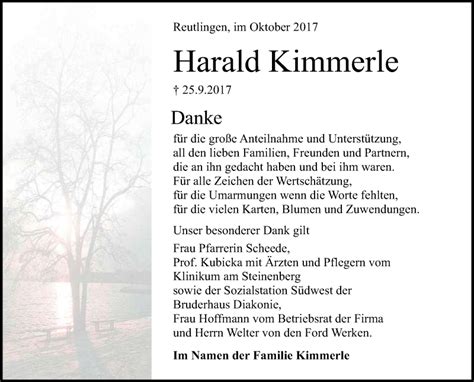 Traueranzeigen Von Harald Kimmerle Trauer Gea De