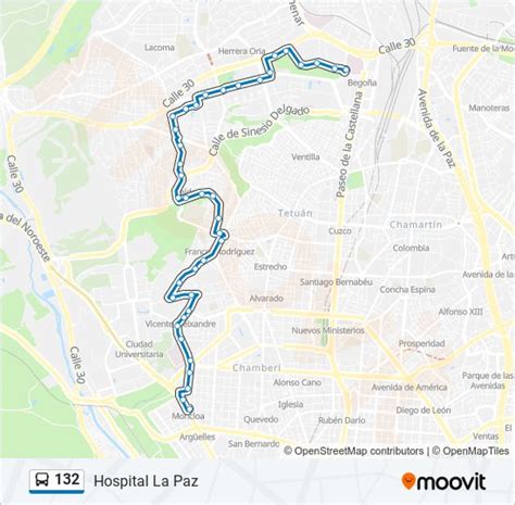 Línea 132 horarios paradas y mapas Hospital La Paz Actualizado