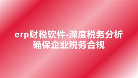 Erp财税软件 深度税务分析，确保企业税务合规