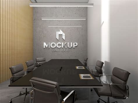 Premium Psd Office Logo In Wall Mockup