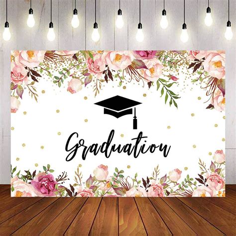 Mocsicka Graduation Party Backdrop Spring Floral Photo Banners