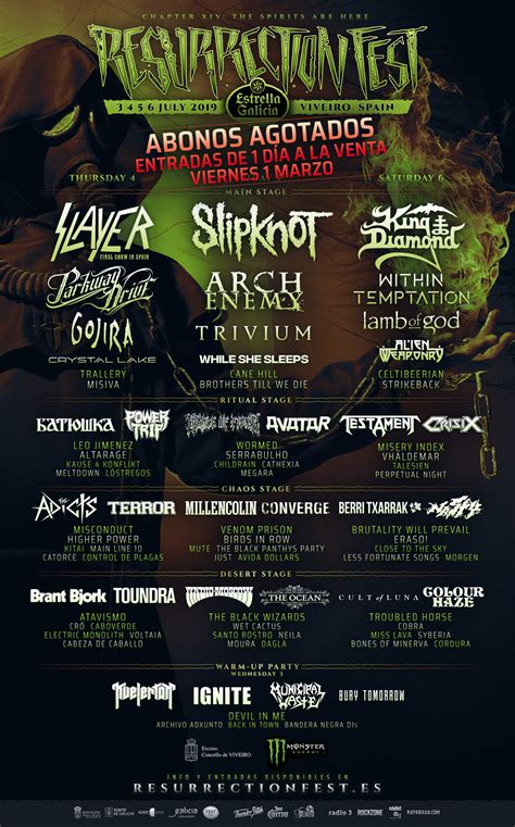 Cartel final por días del Resurrection Fest Estrella Galicia 2019