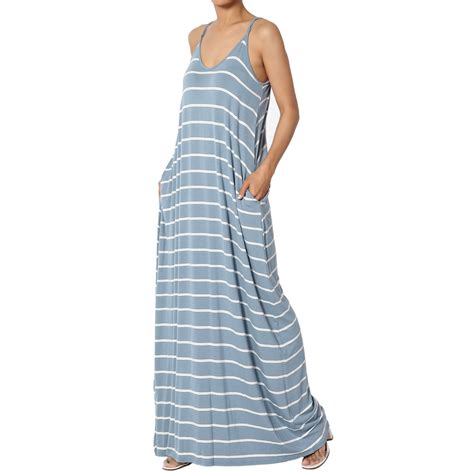 Dyfzdhu Casual Summer Dresses For Women Striped Sleeveless Maxi Dress