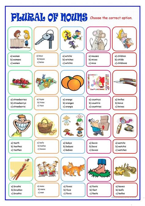 Free Printable Plural Nouns Worksheets