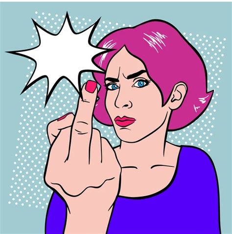 Angry Woman Showing Fuck You Symbol Pop Art Style Stock Vector Image By