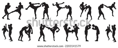 Fighters Silhouette Collectionvector Illustration Fighting Silhouette Stock Vector (Royalty Free ...