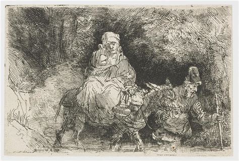 The flight into Egypt crossing a brook, 1654 - Rembrandt - WikiArt.org