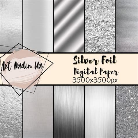 Silver Foil And Glitter Pale Silver Digital Paper Textures Etsy