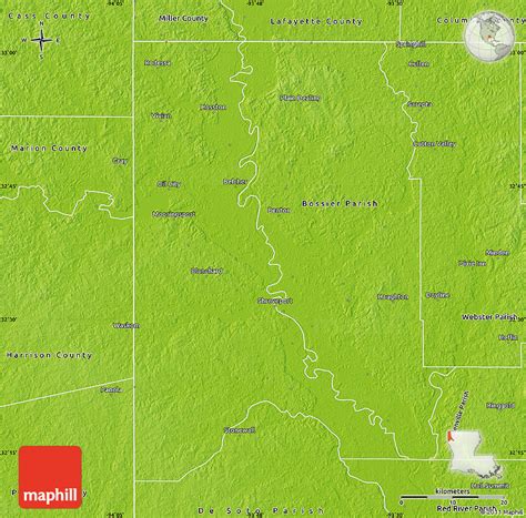 Physical Map Of Caddo Parish