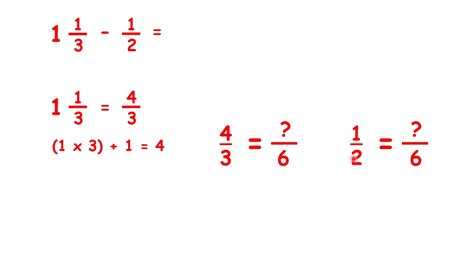 Subtract A Fraction From A Mixed Number Youtube