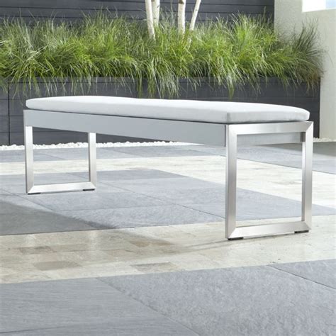 Dune Light Grey Dining Bench with Sunbrella ® Cushion | Dining bench ...