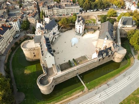 Aerial view of Château des ducs de Bretagne Nantes France stock photo