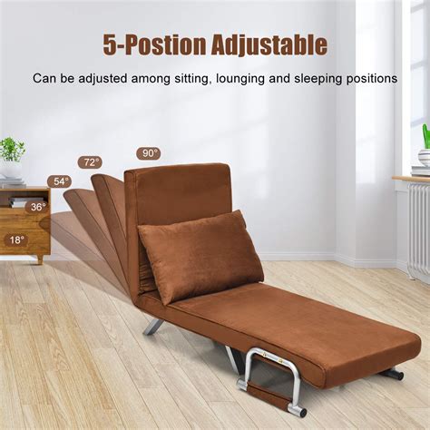 Giantex Convertible Sofa Bed Folding Arm Chair Sleeper With Pillow