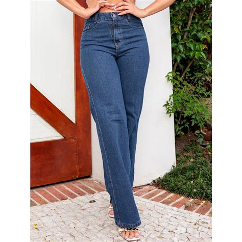 Cal A Jeans Wide Leg Pantalona Feminina Cintura Alta Tomada De