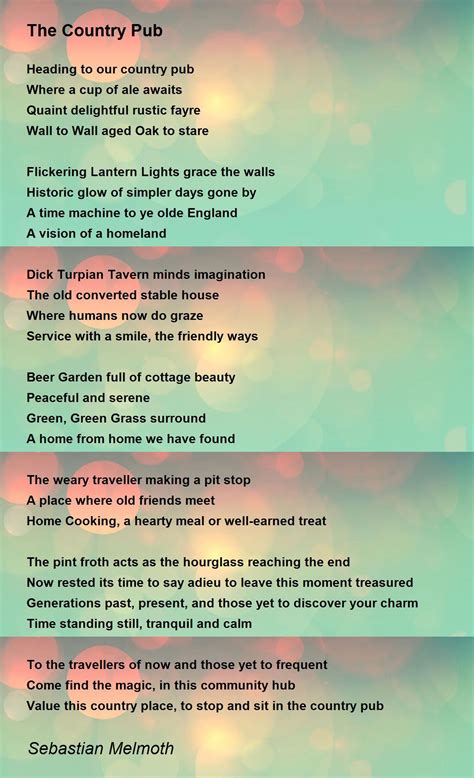 The Country Pub The Country Pub Poem By Sebastian Melmoth