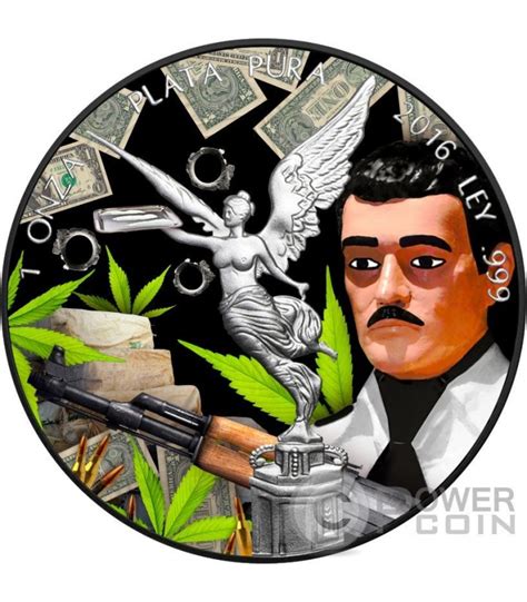 Jesus Malverde Liberty Black Ruthenium Oz Silver Coin Mexico