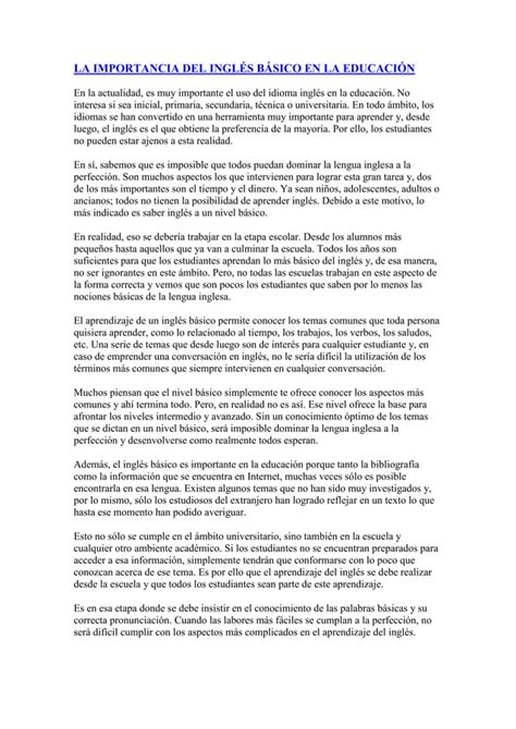 Importancia Del Ingl S Pdf