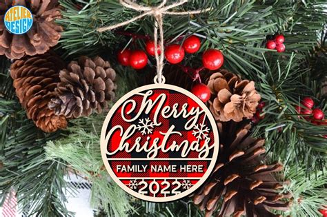 Merry Christmas Ornament Laser Cut File Graphic By Atelier Design