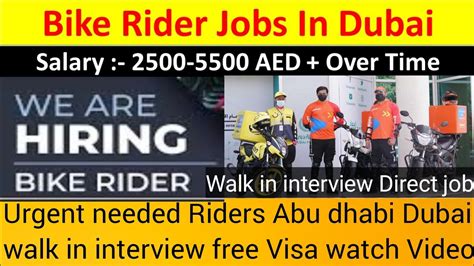 Bike Rider Jobs In Dubai Urgent Need Direct Walk In Interview Dubai