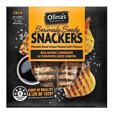 OLINA S SEEDED SNACKERS BALSAMIC VINEGAR CARAMELISED ONION 140G