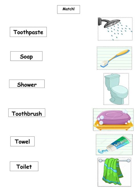 Esl bathroom vocabulary worksheets – Artofit