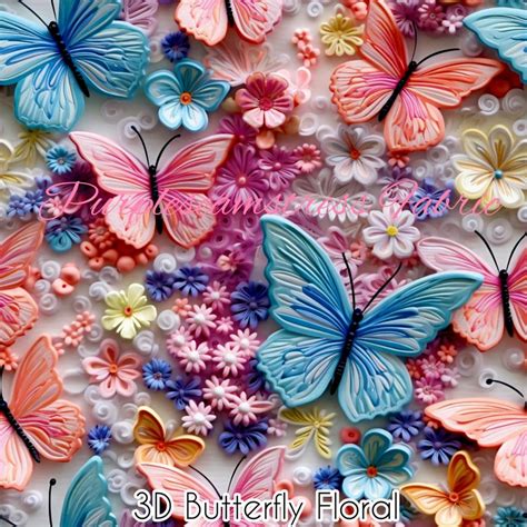 3D Butterfly Floral Purpleseamstress Fabric