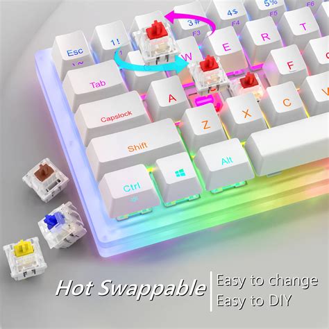 Womier K Keyboard Hot Swappable Tyce C Wired RGB Backlit Gateron Switch Mechanical