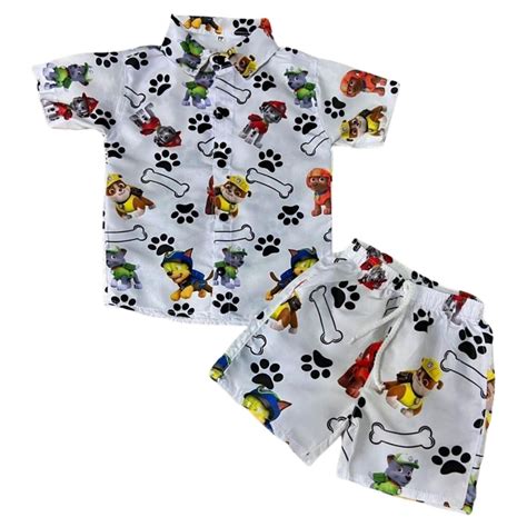 Conjunto Mauricinho Patrulha Canina Camisa E Bermuda Shopee Brasil