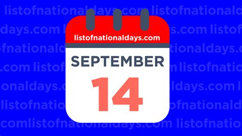 SEPTEMBER 14TH - List Of National Days