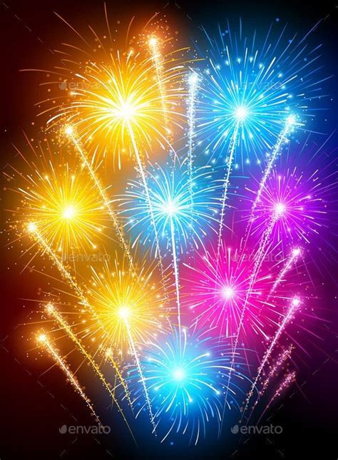 Colorful Fireworks By Baks Graphicriver Happy Birthday Fireworks