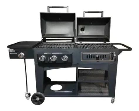 Asador Hibrido Gas Y Carbón Acero Inoxidable Members M6 Envío Gratis