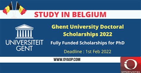 Ghent University Phd Scholarship For Developing Countries 2022 Oya