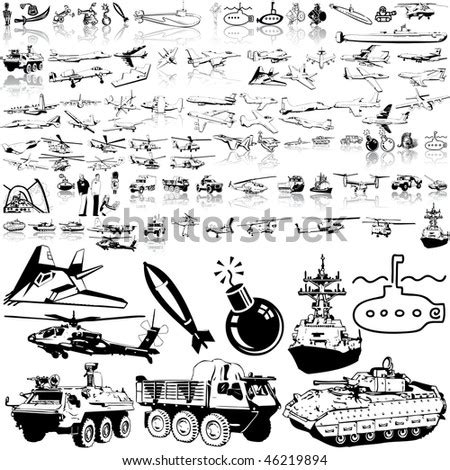 Army Set Of Black Sketch. Part 6. Isolated Groups And Layers. Stock Vector Illustration 46219894 ...