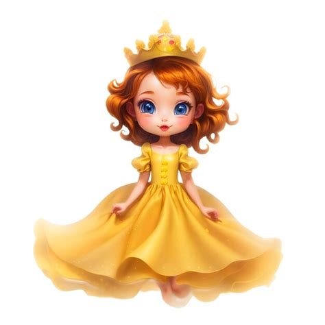 Premium Vector Princess In Yellow Dress With Golden Crown And Smiling