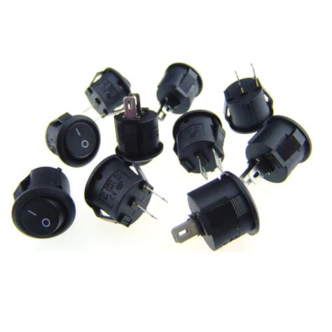 10 Pcs Mini Round 2 Pin SPST On Off Rocker Switch AC 3A 250V 6A 125V