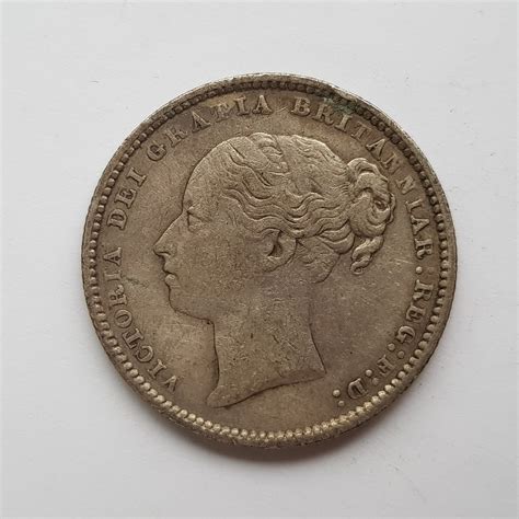 1885 Queen Victoria Silver Shilling M J Hughes Coins