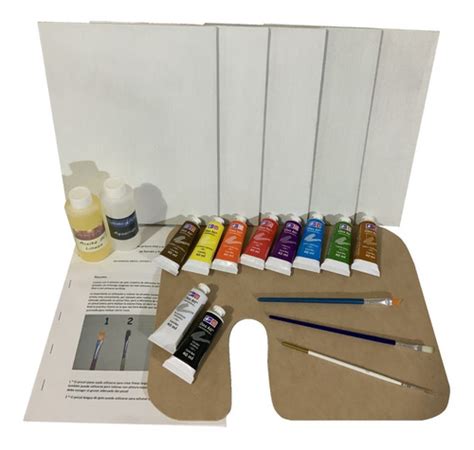 Kit Set Pintura Al Oleo Con Pinceles Y Lienzos Para Arte Envío gratis