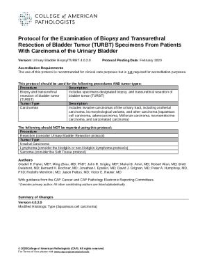 Protocol For The Examination Of Biopsy And Transurethral Doc