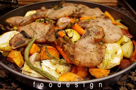 foodesign: roasted pork chops & vegetables