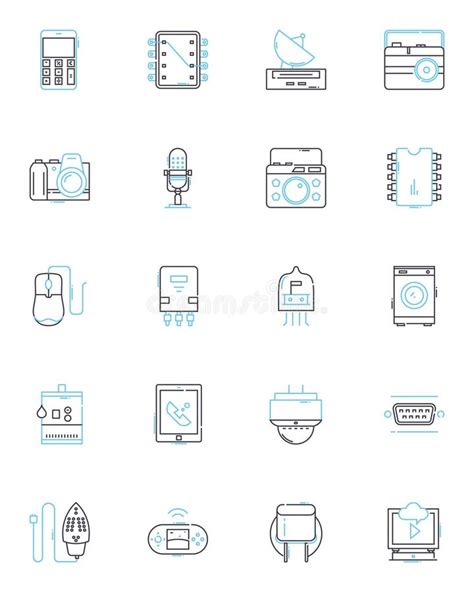 Mechanized Orchestration Linear Icons Set Automation Robotics