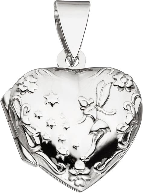 Pendentif médaillon en forme de cœur en argent sterling 925 rhodié avec