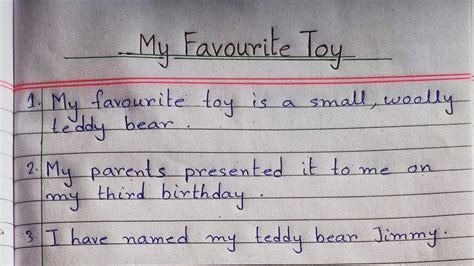 10 Lines Essay On My Favourite Toy My Favourite Toy Essay In English