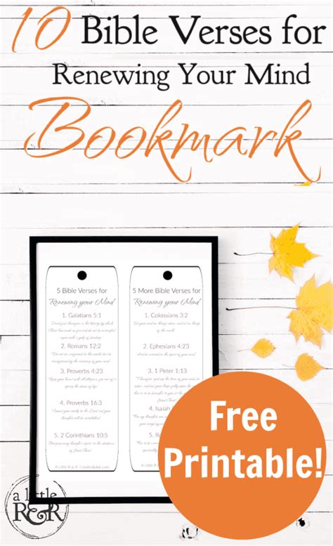 10 Bible Verses For Renewing Your Mind Bookmark Free Printable A