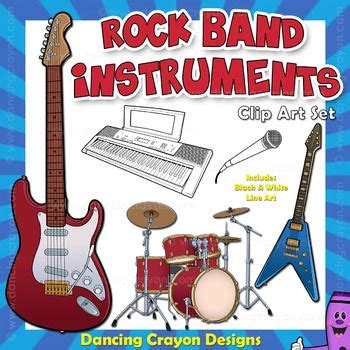 rock band instruments clip art set