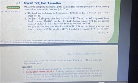 Solved 4 Imprest Petty Cash Transaction P5 A Small Chegg